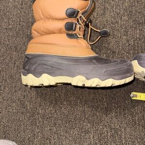 Kids Tan and Gray Winter Boots